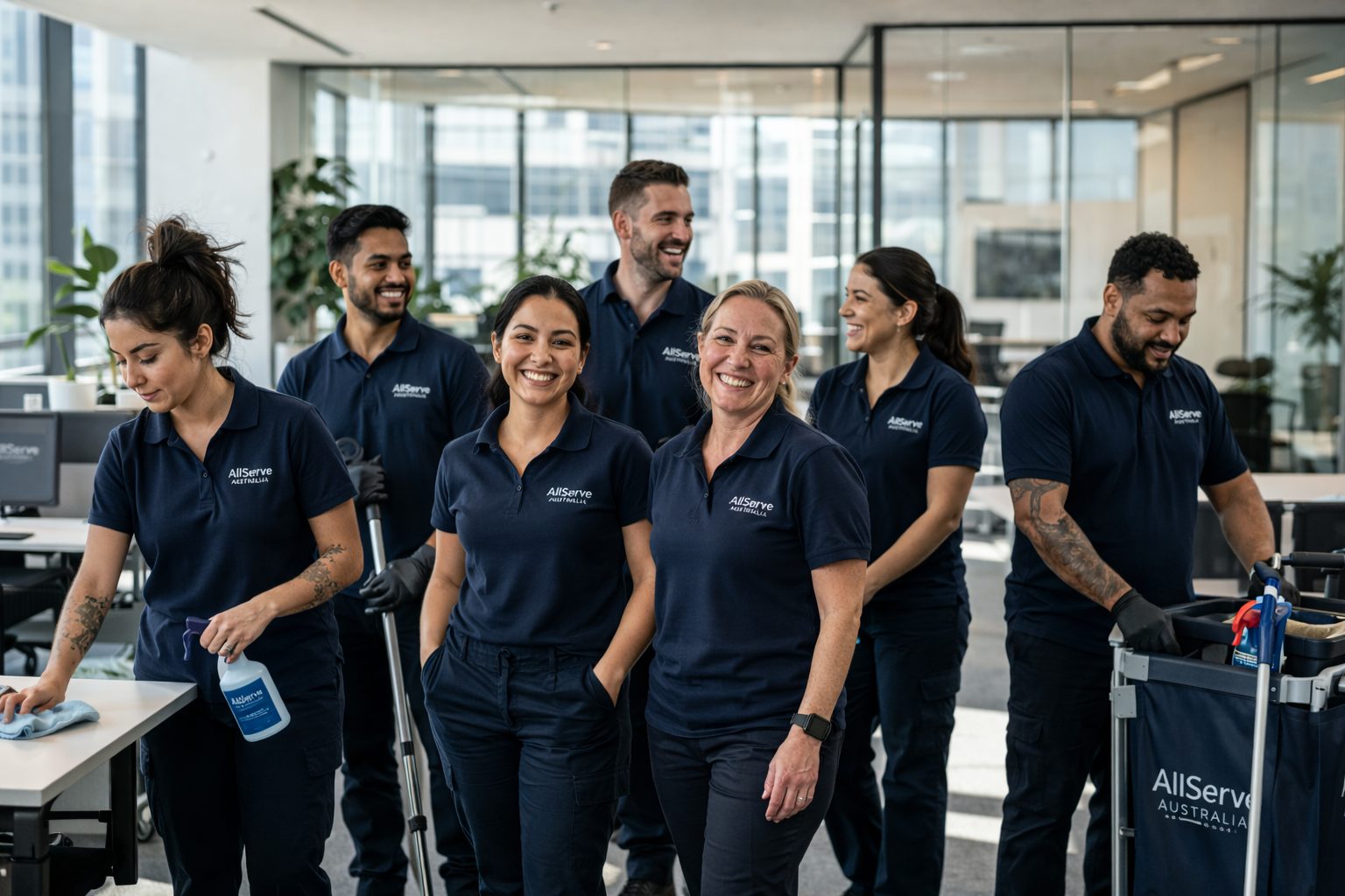 Cleaning team at work — placeholder image
